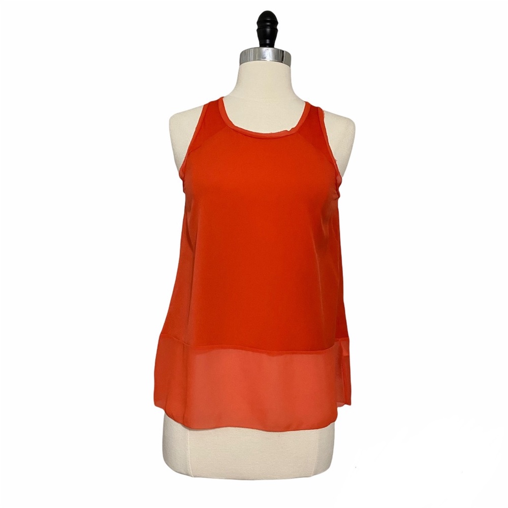 French Connection Sheer Panel Tank Top